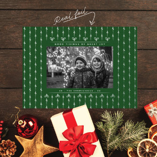 Carte De Vœux En Aluminium Photo de Noël chrétien | Sapin & Houx