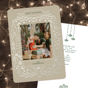 Carte De Vœux En Aluminium Photo de Noël d'art folklorique vintage