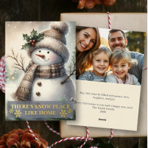 Photo de Noël de bonhomme de neige cosy
