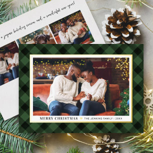 Carte De Vœux En Aluminium Photo de Noël de Buffalo Vert Moderne