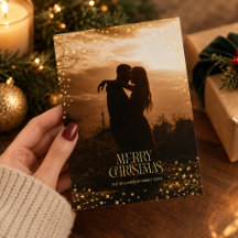 Photo de Noël de couple romantique avec étoile dor