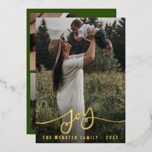 Carte De Vœux En Aluminium Photo de Noël de la famille Joy