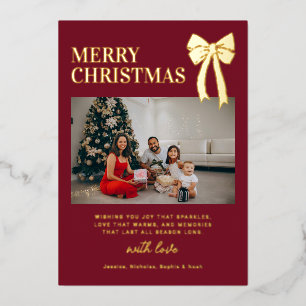 Carte De Vœux En Aluminium Photo de Noël en Bourgogne moderne Or