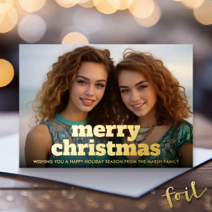 Carte De Vœux En Aluminium Photo de Noël horizontal Joyeux Noël Carreaux