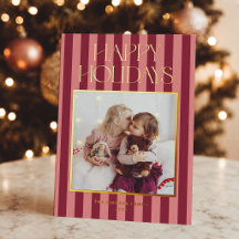 Photo de Noël moderne avec rayures roses et bordea