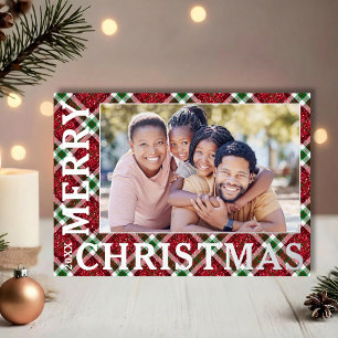 Carte De Vœux En Aluminium Photo de Noël Plaid