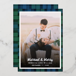 Carte De Vœux En Aluminium Photo de Noël Plaid rustique Campbell Tartan