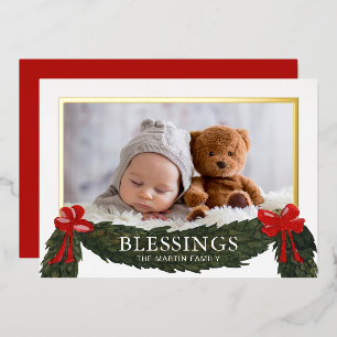 Carte De Vœux En Aluminium Photo de Noël religieux avec bénédictions