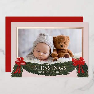 Carte De Vœux En Aluminium Photo de Noël religieux avec bénédictions