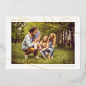 Carte De Vœux En Aluminium Photo de Noël simple Bow (Recto)