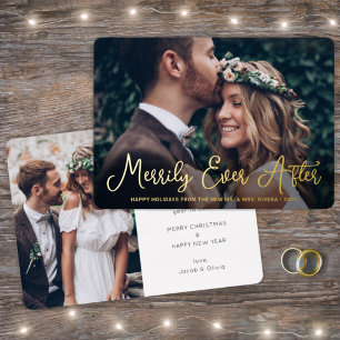 Carte De Vœux En Aluminium Photo de Nouvellement Mariés Noël pour un Premier