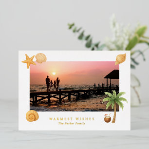 Carte De Vœux En Aluminium Photo de plage Vœux les plus chaleureux Noël Moder