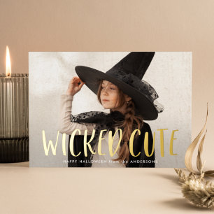 Carte De Vœux En Aluminium Photo d'Halloween méchamment mignon