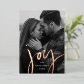 Carte De Vœux En Aluminium Photo d'or Rose moderne Joy (Debout devant)