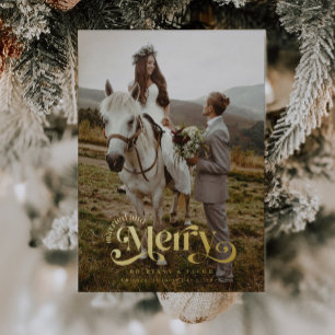 Carte De Vœux En Aluminium Photo du Mariage Marié et Joyeux Fêtes