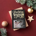 Carte De Vœux En Aluminium Photo Foil de Noël moderne Joie<br><div class="desc">Envoyez votre message de Noël cette année à votre famille et à vos amis d'une manière moderne, avec des couleurs vives et de beaux souvenirs. Jetez un oeil à la collection complète de Cartes de fin de année de Noël photo personnalisés 2023 et 2024, vous trouverez certainement un design qui...</div>