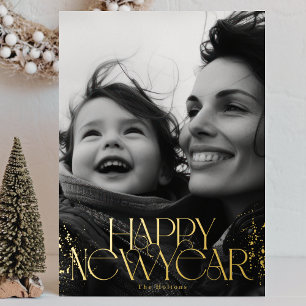 Carte De Vœux En Aluminium Photo Gold Bonne année 2026
