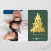 Carte De Vœux En Aluminium Photo Gold & Green Pine Tree (Recto)