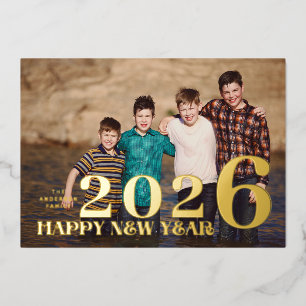 Carte De Vœux En Aluminium PHOTO Grand OR Premium HAPPY NEW YEAR 2024