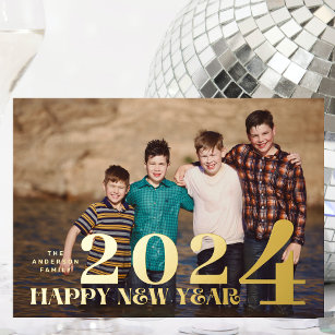 Carte De Vœux En Aluminium PHOTO Grand OR Premium HAPPY NEW YEAR 2024