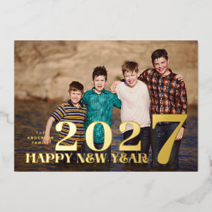 Carte De Vœux En Aluminium PHOTO Grande Premium OR JOYEUX NOUVEL AN 2024