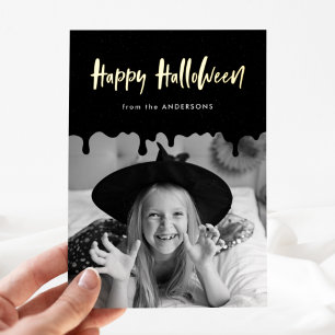 Carte De Vœux En Aluminium Photo Halloween sang noir qui coule