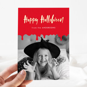 Carte De Vœux En Aluminium Photo Halloween sang rouge qui coule