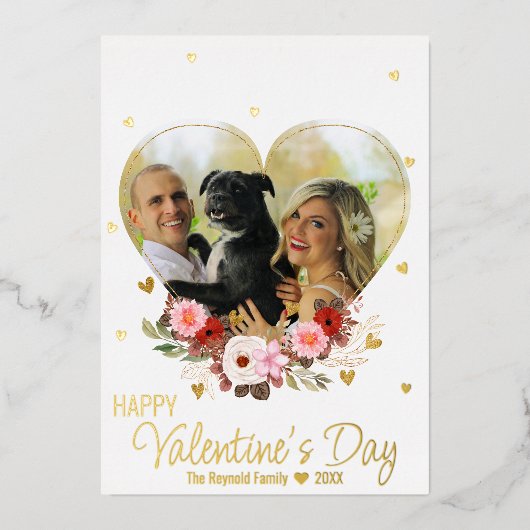 Carte De Vœux En Aluminium Photo Heart Gold Parties scintillant Hearts Saint- (Recto)