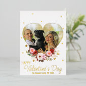 Carte De Vœux En Aluminium Photo Heart Gold Parties scintillant Hearts Saint- (Debout devant)