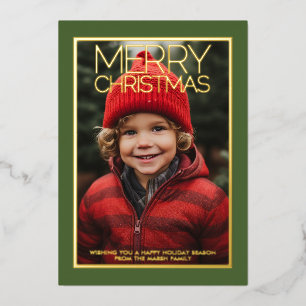 Carte De Vœux En Aluminium Photo Horizontal - Joyeux Noël vert or