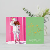 Carte De Vœux En Aluminium Photo Joyeuse et brillante Lettrée à la main (Debout devant)