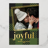 Carte De Vœux En Aluminium Photo Joyeuse Plaid Christmas (Recto)