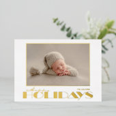 Carte De Vœux En Aluminium Photo Joyeuses Fêtes en Or (Debout devant)