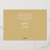 Carte De Vœux En Aluminium Photo Joyeux script de Noël Or (Verso)