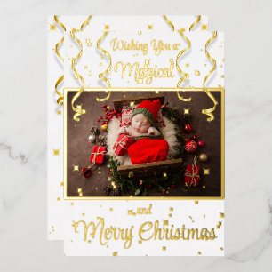 Carte De Vœux En Aluminium Photo Magique Blanc Joyeux Noël Salutation
