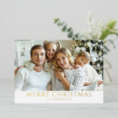 Carte De Vœux En Aluminium Photo moderne Christmas Gold (Debout devant)