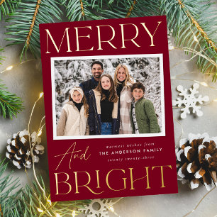 Carte De Vœux En Aluminium Photo moderne de canneberge Merry and Bright