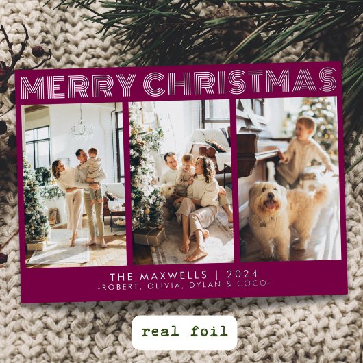 Carte De Vœux En Aluminium Photo moderne Joyeux Noël