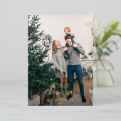 Carte De Vœux En Aluminium Photo moderne Joyeux Noël Forêt d'or vert (Debout devant)