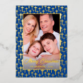 Carte De Vœux En Aluminium Photo moderne Noël élégant croix bleu marine (Recto)