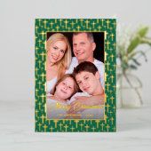 Carte De Vœux En Aluminium Photo moderne Noël élégant script vert (Debout devant)