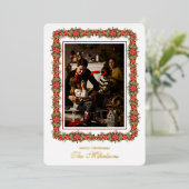 Carte De Vœux En Aluminium Photo Moderne script feuillage minimal Noël (Debout devant)