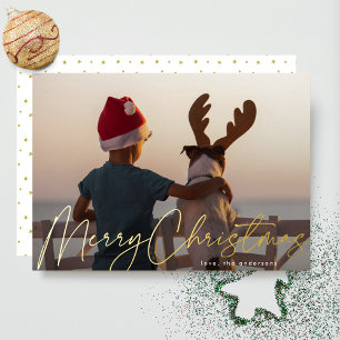 Carte De Vœux En Aluminium Photo Or Simple Moderne Joyeux Noël