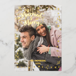Carte De Vœux En Aluminium Photo Overlay Marié Merry Newlyly