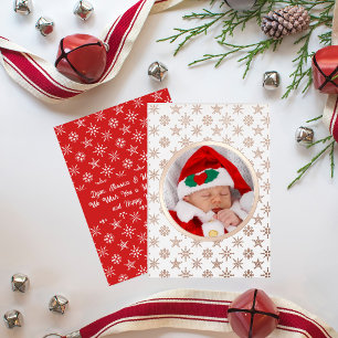 Carte De Vœux En Aluminium Photo personnalisée Père Noël Baby Snowflakes Whit
