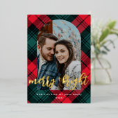 Carte De Vœux En Aluminium Photo Plaid Merry et Bright Arch Frame (Debout devant)