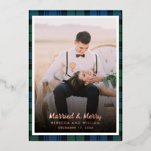 Carte De Vœux En Aluminium Photo Plaid Tartan Christmas marié