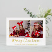 Carte De Vœux En Aluminium Photo Plate-forme en or de Noël (Debout devant)