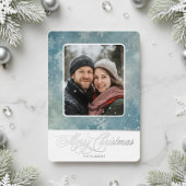 Carte De Vœux En Aluminium Photo Russe Blue Neige hiver Noël