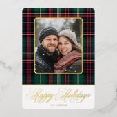 Carte De Vœux En Aluminium Photo Rustique Plaid Noël (Recto)